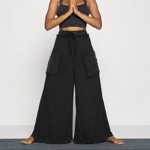 Free People Movement black Sure Thing high waisted wide leg pants